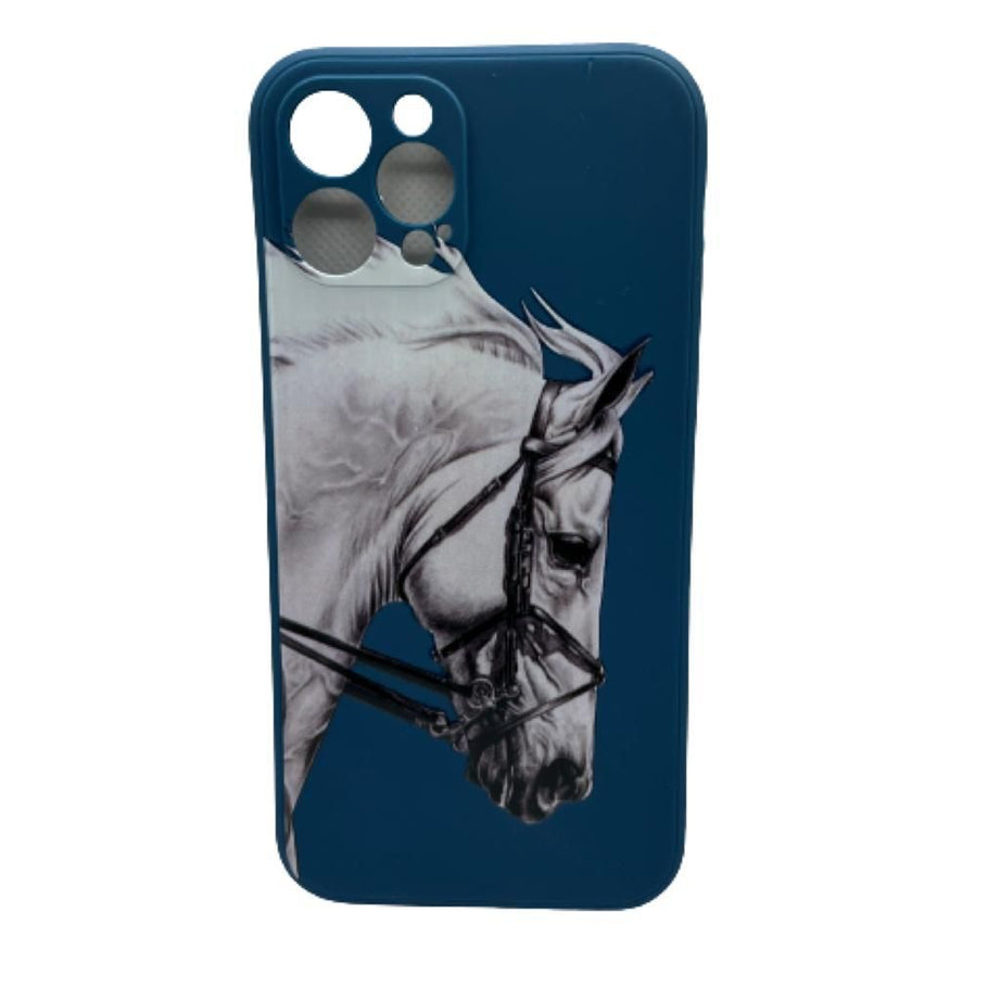 Horse cover with white picture ( blue )