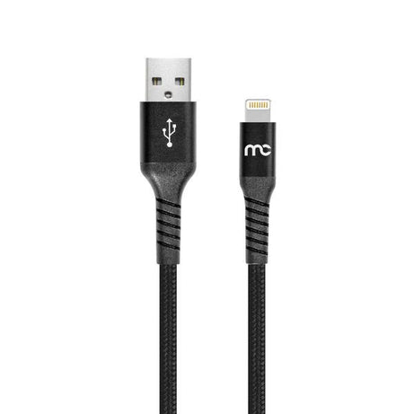 USB A TO MFI LIGHTNING CHARGE AND SYNC BRAIDED CABLE 1.2M BLACK