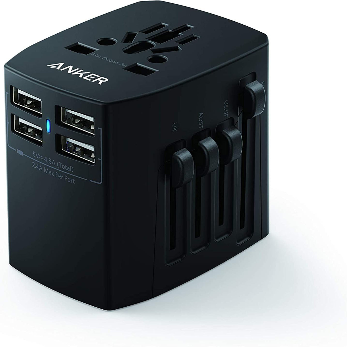 Anker Universal Travel Adapter With 4 Usb Ports, Interchangeable Travel Charger A2730H11