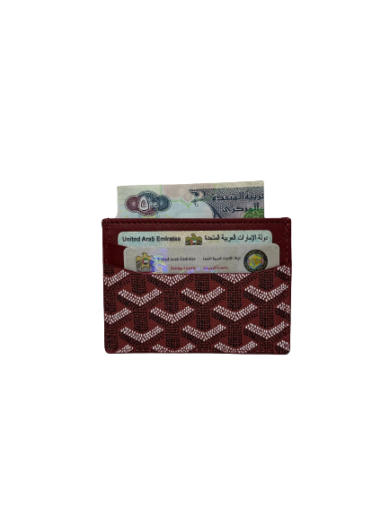 Card holder with maroon pattern